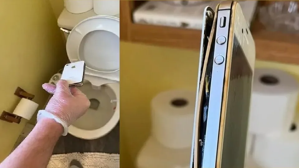 After ten years, an iPhone emerges from the toilet! (Becki Beckmann/Facebook) Can you guess what happens next?
